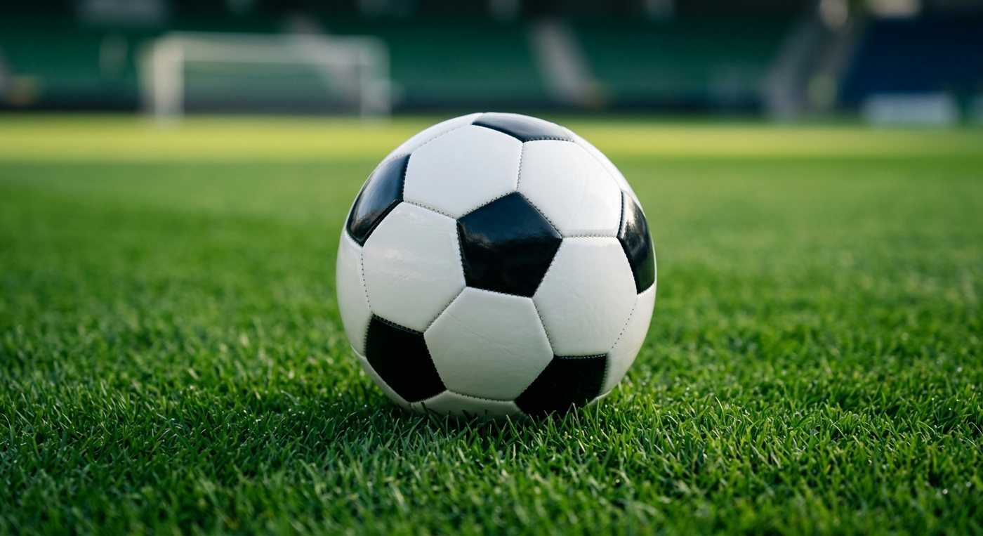 New football on the stadium turf