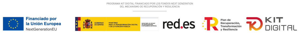 Kit Digital programme funded by the Next Generation EU funds of the Recovery and Resilience Facility. Funded by the European Union — NextGenerationEU. Government of Spain, Ministry for Digital Transformation and the Civil Service, Red.es, Recovery, Transformation and Resilience Plan.